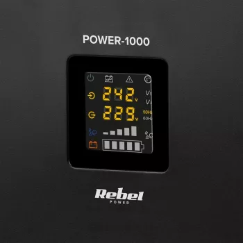 Rebel POWER-1000 alimentación de emergencia de pared – inversor de onda sinusoidal pura con función de carga 12V, 230V, 1000VA/700W