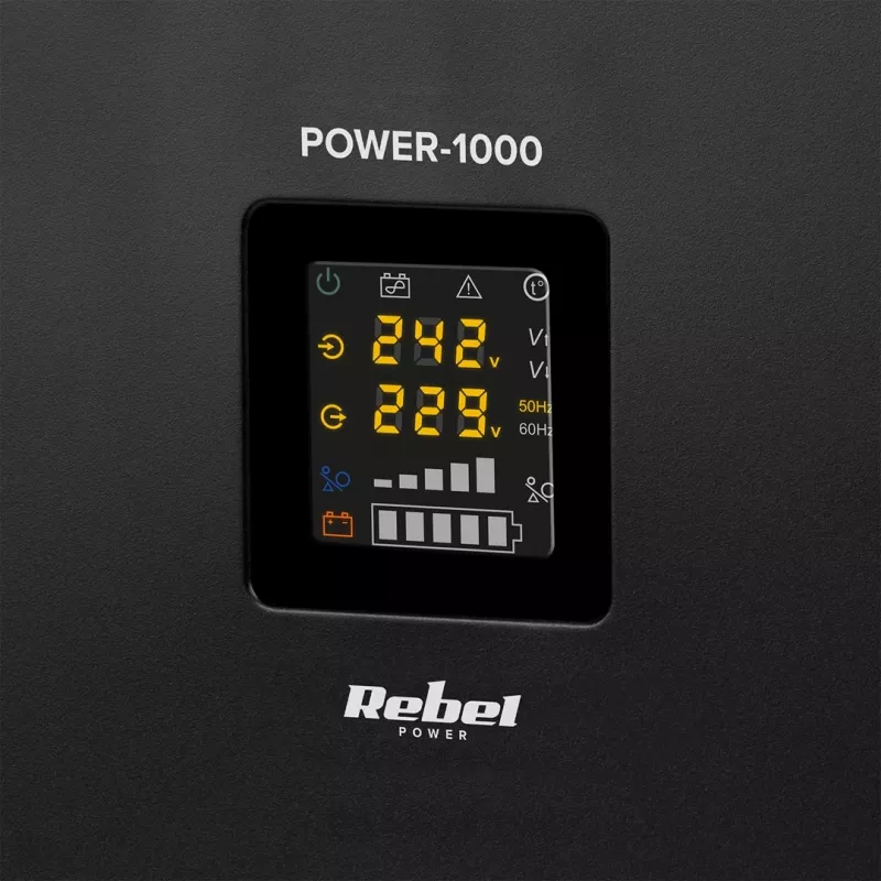Rebel POWER-1000 alimentación de emergencia de pared – inversor de onda sinusoidal pura con función de carga 12V, 230V, 1000VA/700W