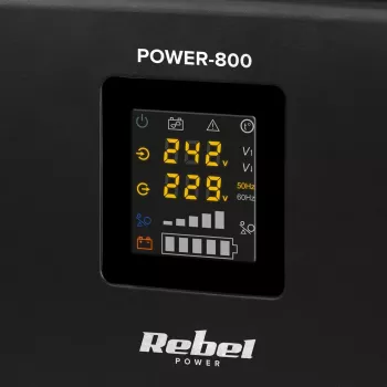Rebel POWER-800 Sistema de alimentación de emergencia de pared – Inversor de onda senoidal pura con función de carga 12V, 230V, 800VA/500W