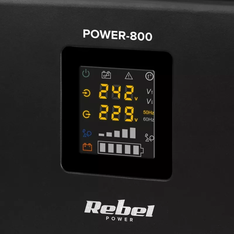 Rebel POWER-800 Sistema de alimentación de emergencia de pared – Inversor de onda senoidal pura con función de carga 12V, 230V, 800VA/500W