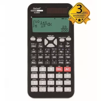 REBELL Calculadora científica SC2080 – 240 funciones, LCD de 2 líneas, a pilas, negra