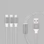 Recci Universal Delicate RCS-H120 cable 3 en 1 Micro USB + 2 x Lightning de carga rápida 1,2 m gris