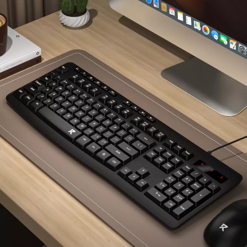 Redragon BK-7366 teclado de oficina de membrana con cable ergonómico full-size - negro