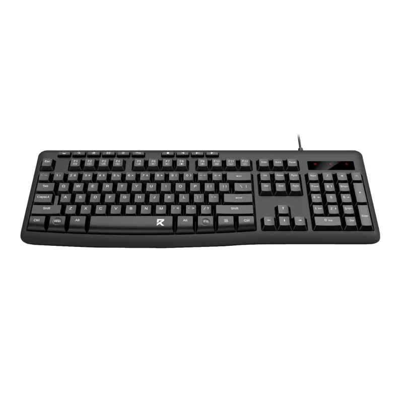 Redragon BK-7366 teclado de oficina de membrana con cable ergonómico full-size - negro