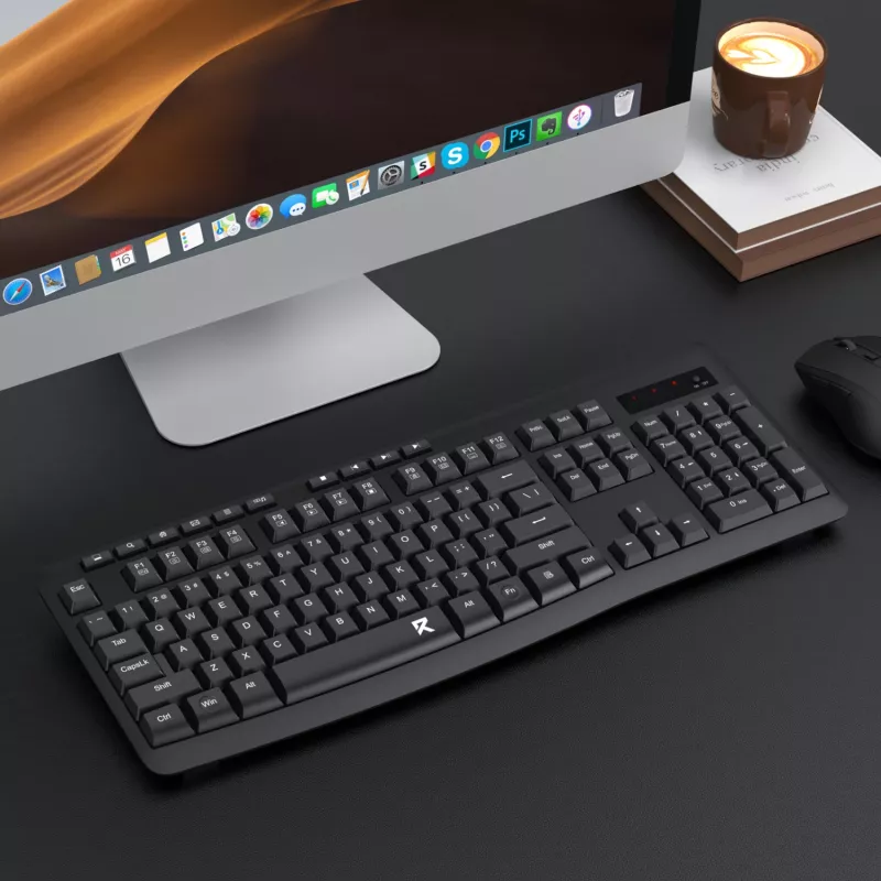 Redragon BK-7367 Teclado de Oficina Membrana Inalámbrico Ergonómico Full-size - Negro