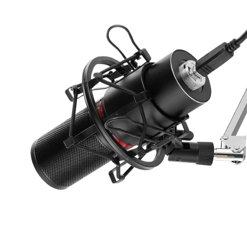REDRAGON BLAZAR Micrófono gaming USB cardioide y trípode, Negro