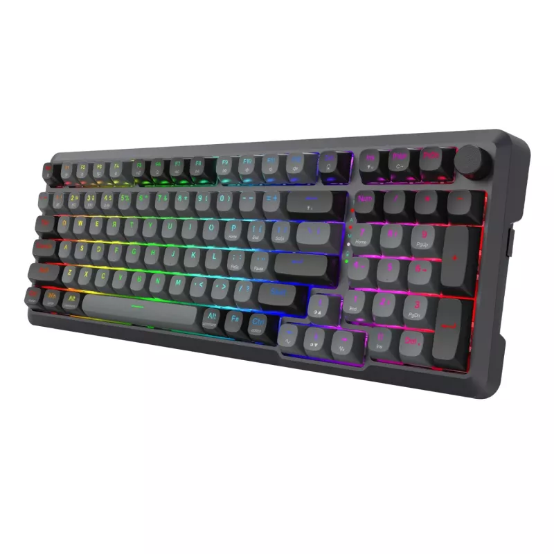 Redragon BRAGI PRO K688 teclado mecánico inalámbrico 98+1 Gasket (triple modo, RGB, hot-swappable, interruptores lineales Cream)