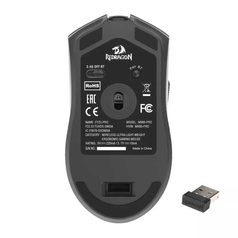 Redragon FYZU M995 PRO Ratón gaming inalámbrico, negro