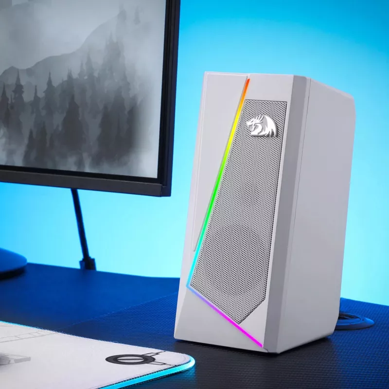Redragon GS20W ANVIL Altavoces estéreo RGB 2.0 para PC de sobremesa 3W - blanco