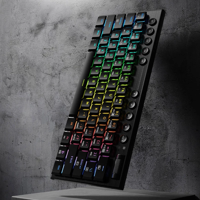 REDRAGON Horus Mini Pro teclado mecánico gaming RGB inalámbrico tri-modo de 61 teclas de perfil bajo - negro (Red Switch)