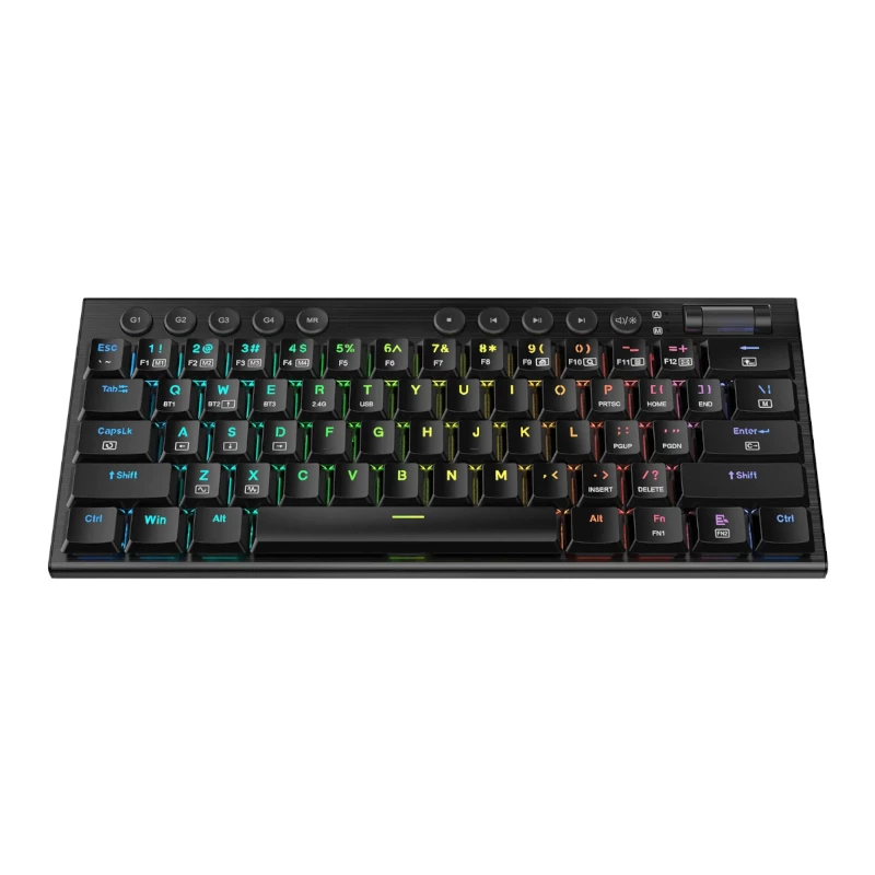 REDRAGON Horus Mini Pro teclado mecánico gaming RGB inalámbrico tri-modo de 61 teclas de perfil bajo - negro (Red Switch)
