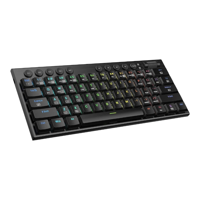 REDRAGON Horus Mini Pro teclado mecánico gaming RGB inalámbrico tri-modo de 61 teclas de perfil bajo - negro (Red Switch)