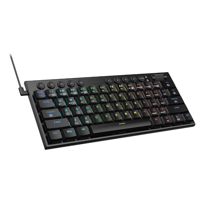 REDRAGON Horus Mini Pro teclado mecánico gaming RGB inalámbrico tri-modo de 61 teclas de perfil bajo - negro (Red Switch)