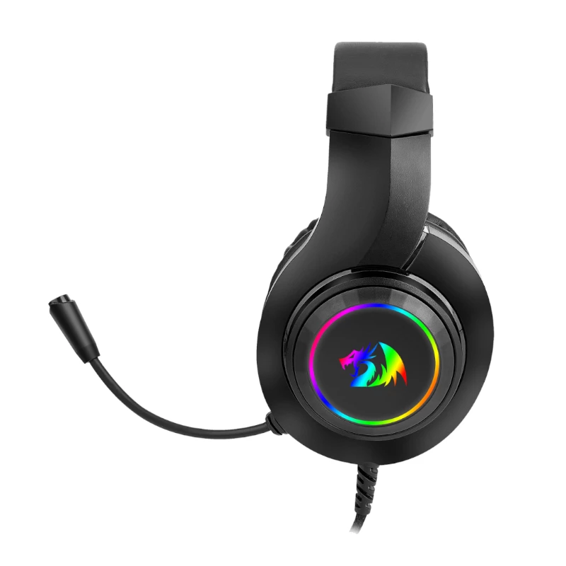 Redragon Hylas Auriculares gaming Over-Ear RGB, Aux (micrófono y auriculares) / USB (solo alimentación), negro