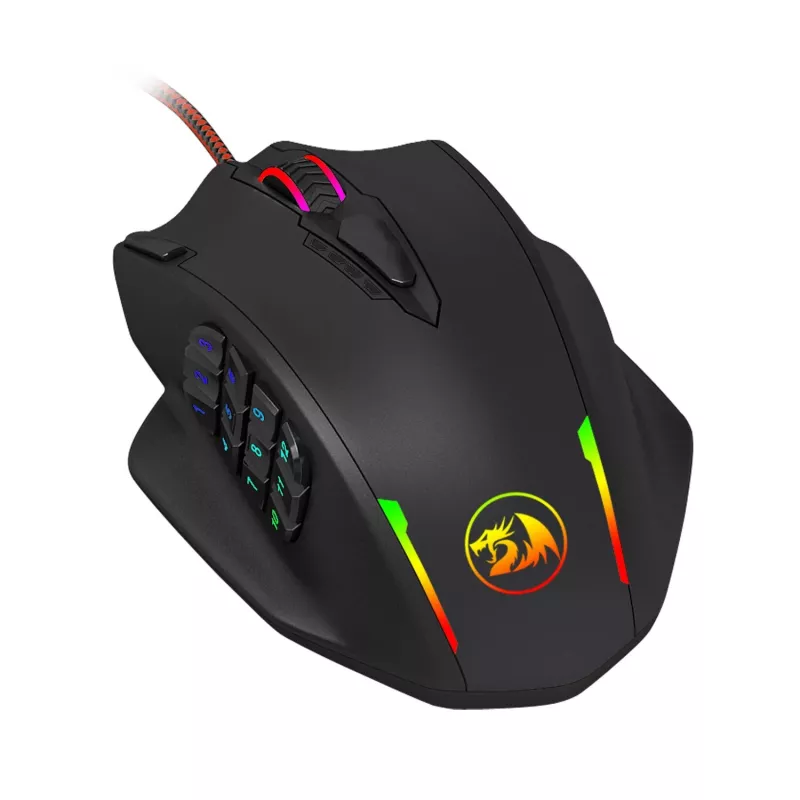 REDRAGON IMPACT ratón gaming MMO 12400DPI - Negro