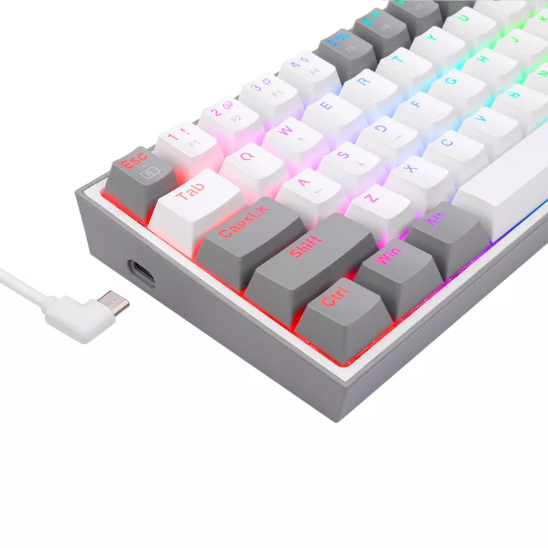 Redragon K617 FIZZ Teclado gaming RGB con cable 60% - blanco/gris