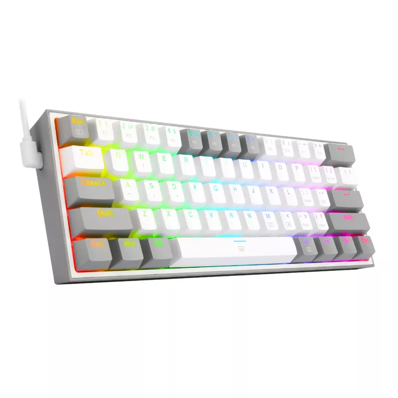 Redragon K617 FIZZ Teclado gaming RGB con cable 60% - blanco/gris