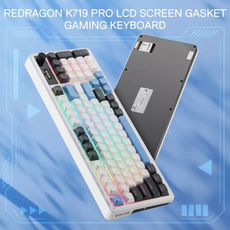 Redragon K719WGB GALATIN RGB PRO teclado mecánico gaming inalámbrico de tamaño completo - blanco