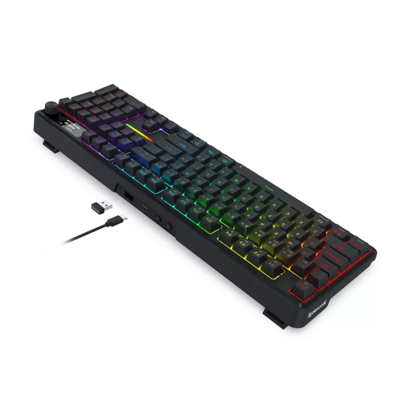 Redragon K762 TERRAFLARE PRO Teclado gaming inalámbrico Gasket RGB - 75% 82 teclas, tri-modo, hot-swappable, Double-Shot PBT, negro