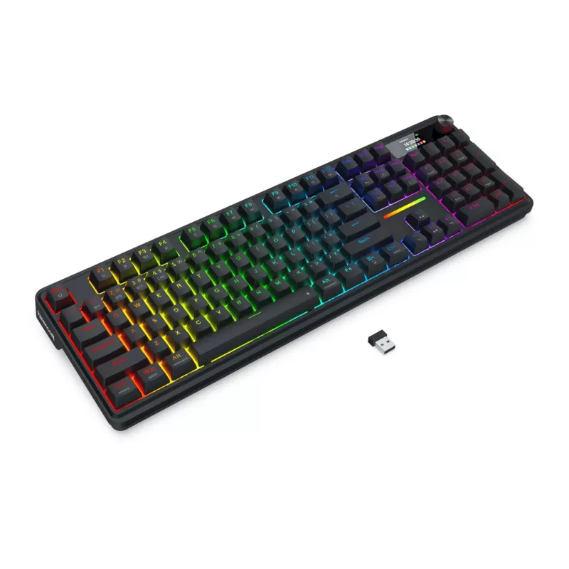 Redragon K762 TERRAFLARE PRO Teclado gaming inalámbrico Gasket RGB - 75% 82 teclas, tri-modo, hot-swappable, Double-Shot PBT, negro