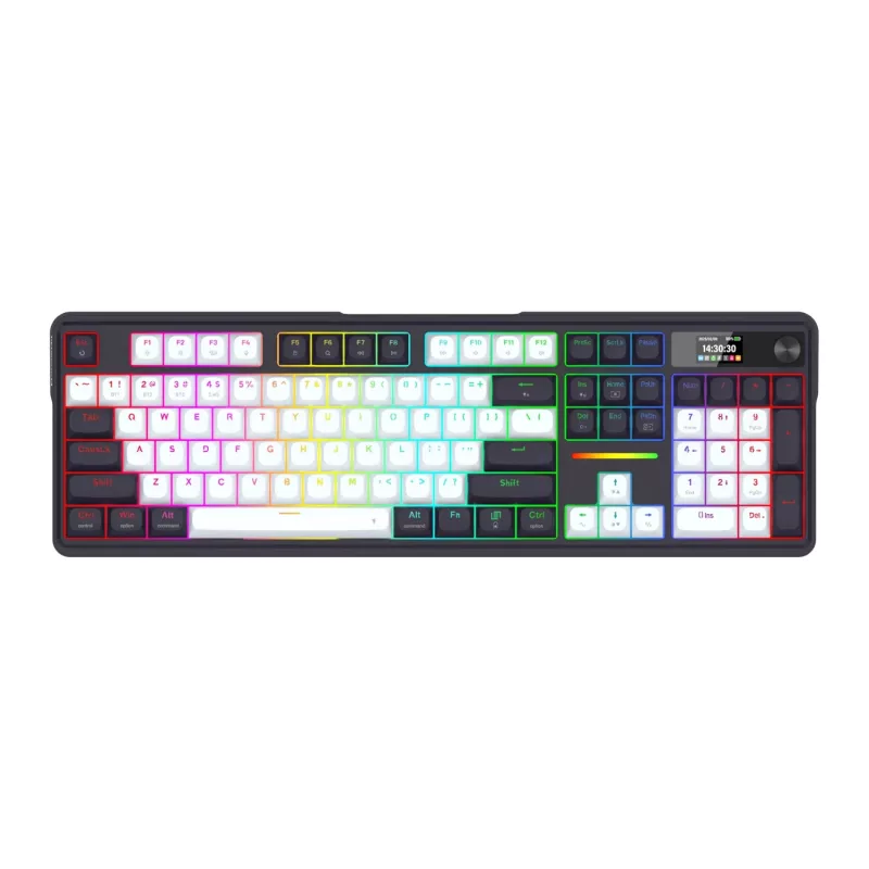 Redragon K762WB-RGB-PRO LCD teclado mecánico Gasket de tamaño completo - Negro