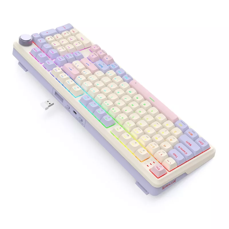 Redragon K768VI-WL Eisa 100 Teclado gaming inalámbrico, Lilac
