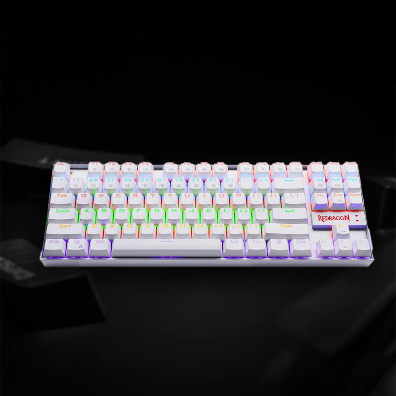 Teclado gaming mecánico REDRAGON KUMARA 87 teclas con retroiluminación RGB - blanco
