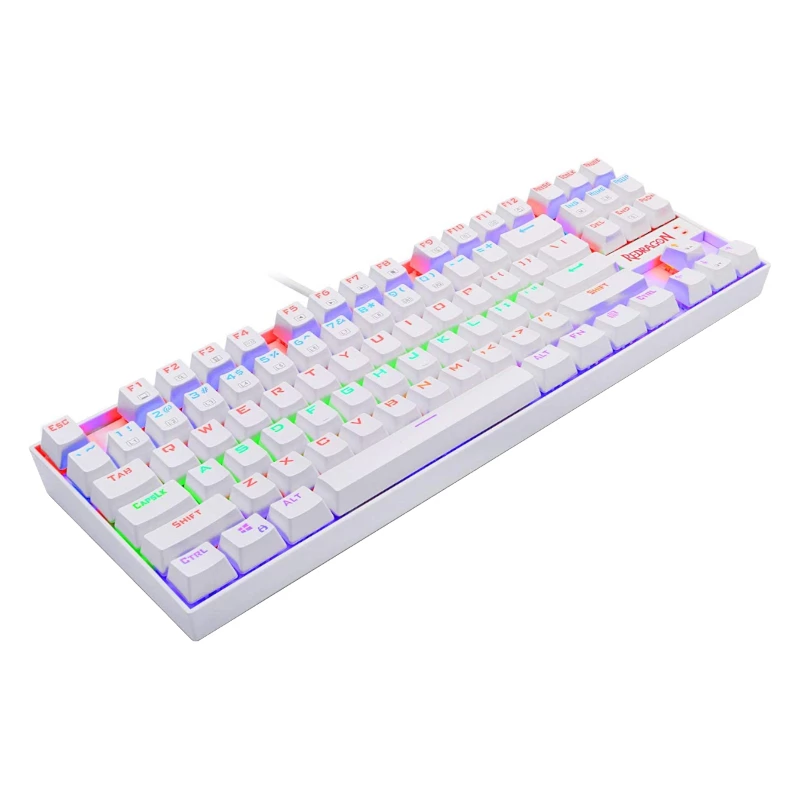 Teclado gaming mecánico REDRAGON KUMARA 87 teclas con retroiluminación RGB - blanco