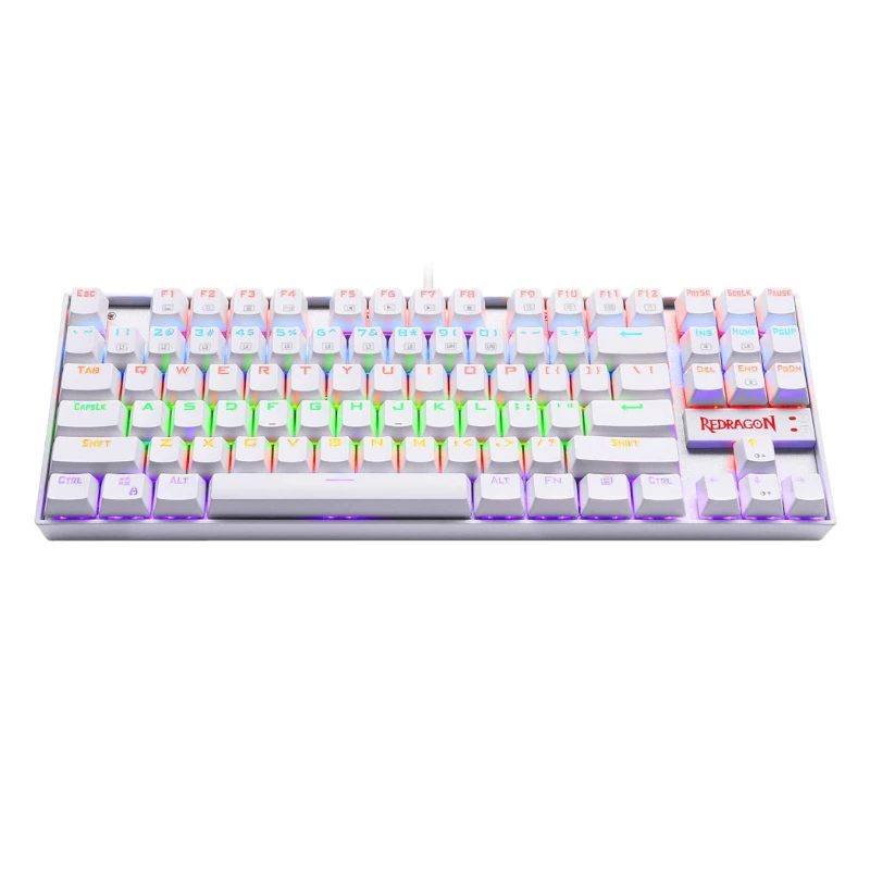 Teclado gaming mecánico REDRAGON KUMARA 87 teclas con retroiluminación RGB - blanco
