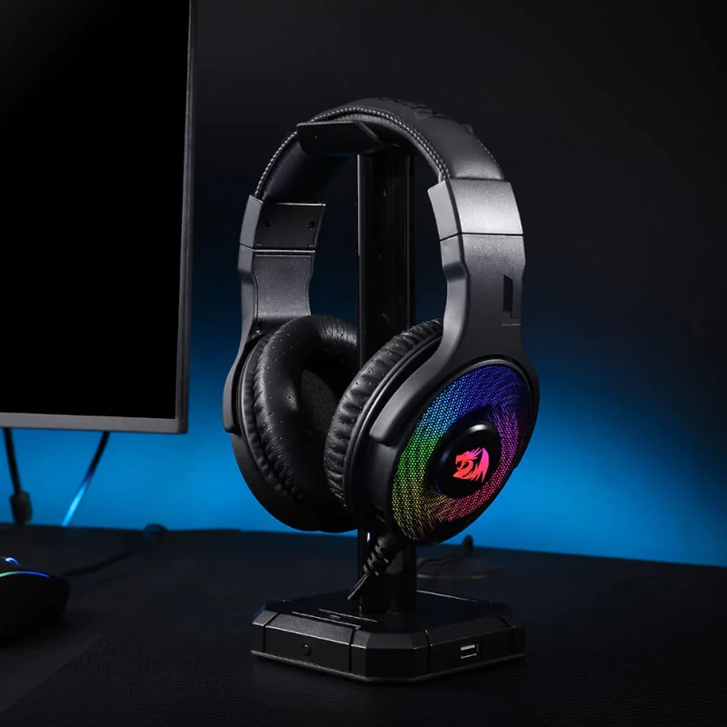 Redragon Pandora Auriculares gaming Over-Ear RGB, USB (solo alimentación) / Aux (micrófono y auriculares), negro