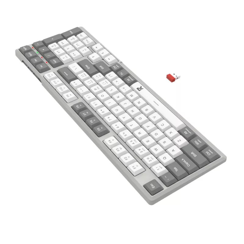 Redragon BK-7111 Teclado inalámbrico de tijera con teclado numérico, 2,4 GHz/Bluetooth, gris