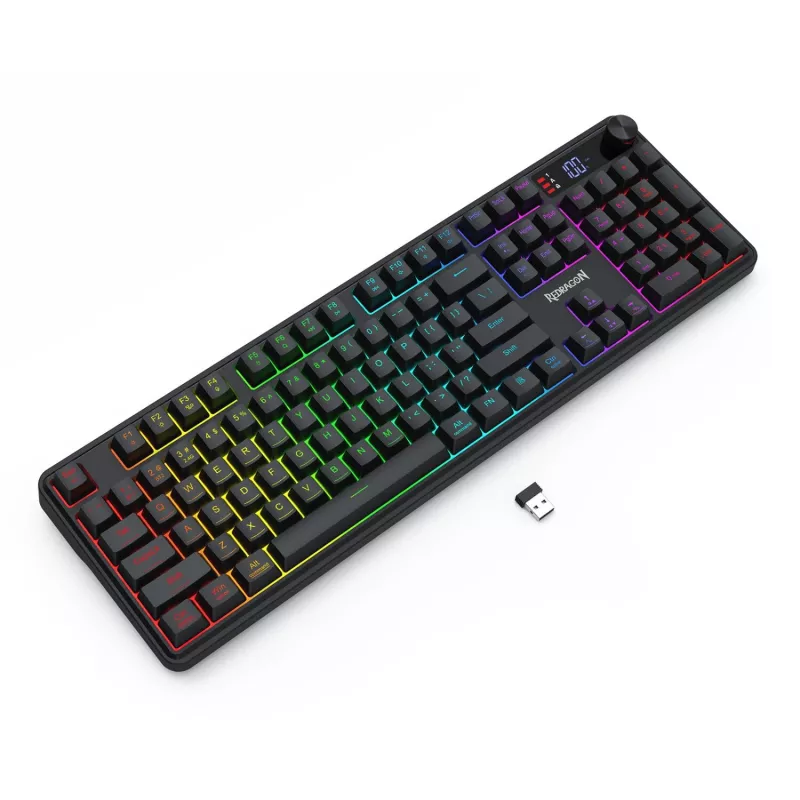 Redragon RM104 PRO VOLCANO teclado gaming mecánico inalámbrico RGB - negro