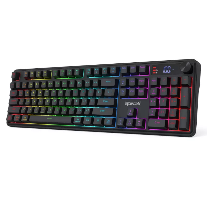 Redragon RM104 PRO VOLCANO teclado gaming mecánico inalámbrico RGB - negro