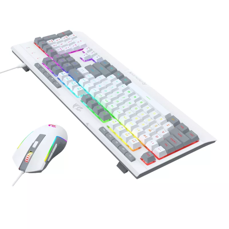 Redragon S151 Conjunto de teclado y ratón gaming RGB con cable - Blanco y Gris