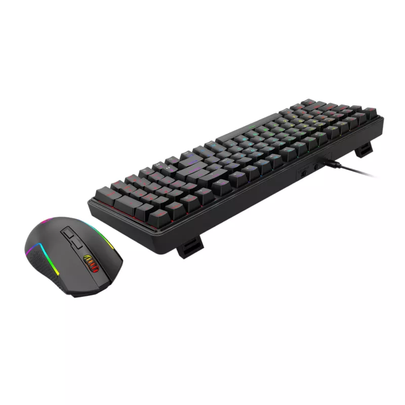 Redragon S162 combo de teclado mecánico gaming inalámbrico 3 modos RGB y ratón - negro