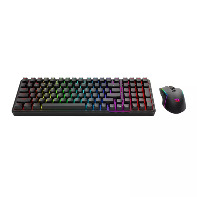 Redragon S162 combo de teclado mecánico gaming inalámbrico 3 modos RGB y ratón - negro