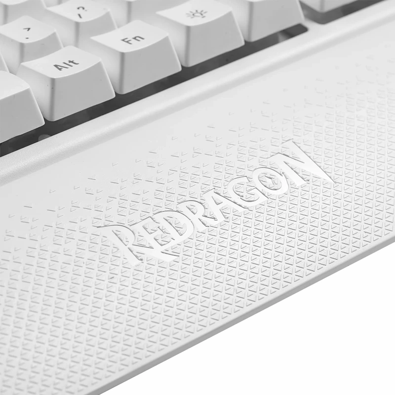 REDRAGON SHIVA Teclado de membrana - Blanco, retroiluminación RGB Full-Size, 6 teclas macro, reposamuñecas extraíble, USB con cable