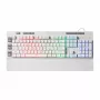 REDRAGON SHIVA Teclado de membrana - Blanco, retroiluminación RGB Full-Size, 6 teclas macro, reposamuñecas extraíble, USB con cable