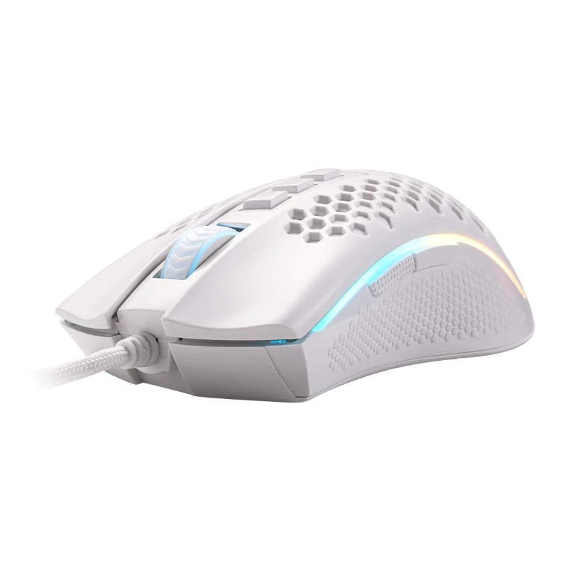 REDRAGON STORM Ratón gaming con cable RGB - diseño ligero de panal, 12400 DPI, 7 botones programables, interruptores Omron, patines de PTFE