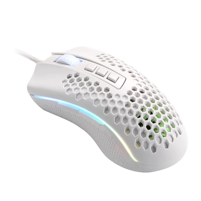 REDRAGON STORM Ratón gaming con cable RGB - diseño ligero de panal, 12400 DPI, 7 botones programables, interruptores Omron, patines de PTFE