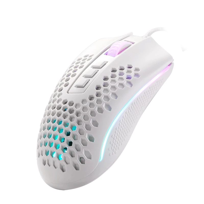 REDRAGON STORM Ratón gaming con cable RGB - diseño ligero de panal, 12400 DPI, 7 botones programables, interruptores Omron, patines de PTFE