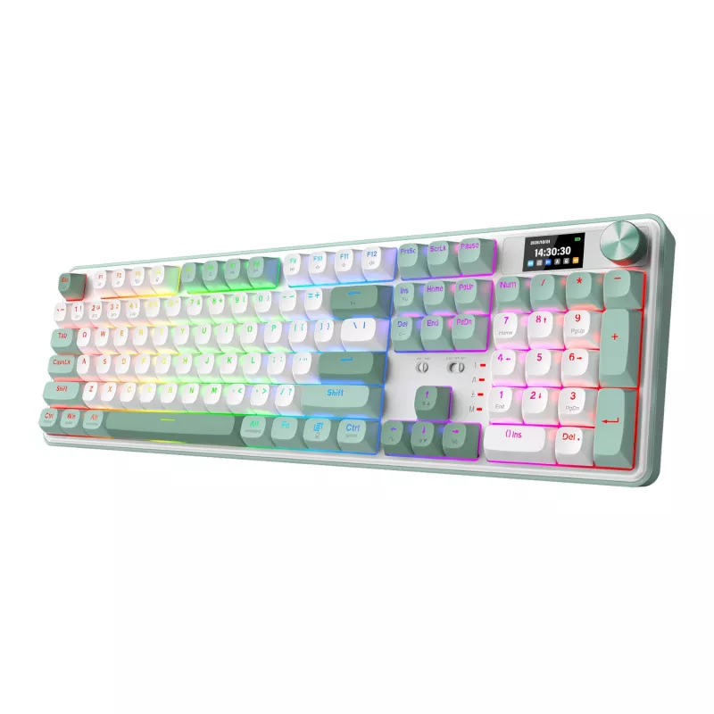 Redragon WYVERN K761 Pro teclado mecánico gaming inalámbrico de tamaño completo RGB - blanco/verde