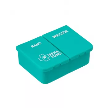 REHA FUND RF-350 organizador diario de pastillas para dosis de mañana y noche, 2 compartimentos, transparente