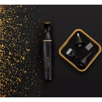Remington NE7000 Recortador de nariz, orejas y detalles con cuchillas Comfort Tip, 100% resistente al agua, a pilas, negro/plata