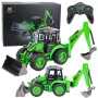 Cargadora retroexcavadora teledirigida RC luces sonido verde Huina 1:14