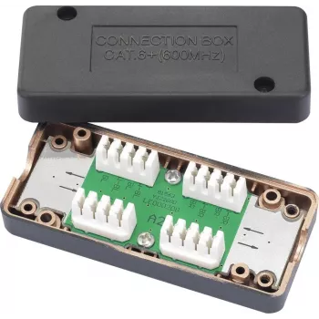 renkforce Caja de conexión para cable de red CAT 6A, caja de derivación apantallada, bornes LSA+, 10 Gbit/s, gris claro