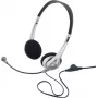 Renkforce RF-5045268 Auriculares on-ear con cable, micrófono de diadema y control de volumen en línea, negro/plata