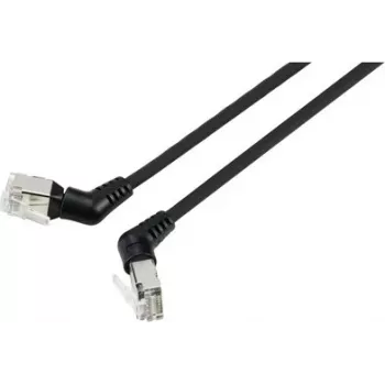 Renkforce RF-6071550 cable patch CAT 6a F/UTP, 2 m, negro, conectores RJ45 giratorios 360°, salida de cable en ángulo