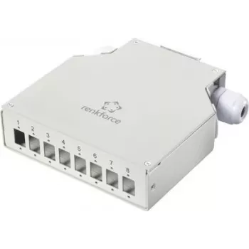 Renkforce RF-7187896 Adaptador para carril DIN, carcasa de 8 puertos sin equipar, Gris claro