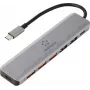 Renkforce RF-7465828 hub USB-C 6 en 1, 3x USB-A 3.0, datos USB-C, HDMI 4K, 100W PD, gris
